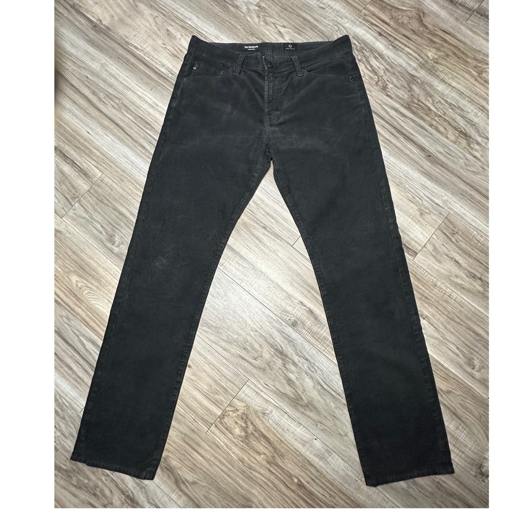 AG Adriano Goldschmied The Graduate Tailored Leg Black Corduroy Pants 32x34